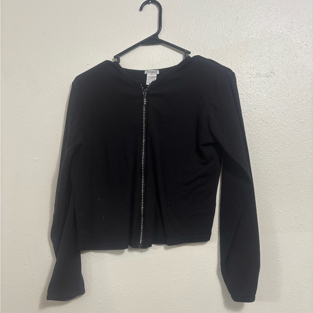 Black Zip-Up Long Sleeve Top